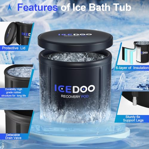 Susbie Portable 119 Gal Large Ice BathTub for Athletes,Multiple Layered Inflatable Cold Plunge Tub for Outdoor,Ice Plunge Tub for Indoor, Gyms and Cold Water Therapy Training