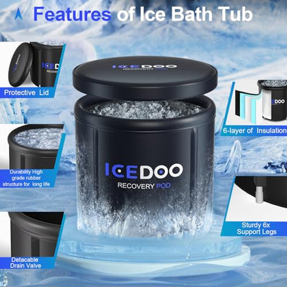 Susbie Portable 119 Gal Large Ice BathTub for Athletes,Multiple Layered Inflatable Cold Plunge Tub for Outdoor,Ice Plunge Tub for Indoor, Gyms and Cold Water Therapy Training