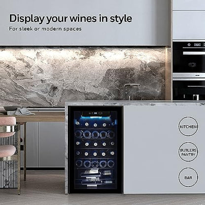 Honeywell 34 Bottle Compressor Wine Cooler Refrigerator, Large Freestanding Wine Cellar For Red, White, Champagne or Sparkling Wine, Digital Temperature Control, Stainless Steel