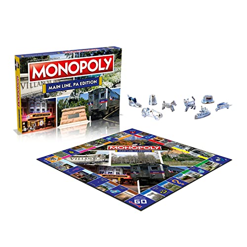 The Main Line Monopoly, Family Board Game for 2 to 6 Players, Board Game for Kids Ages 8 and Up