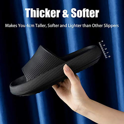 rosyclo Cloud Slippers for Women and Men, Massage Shower Bathroom Non-Slip Quick Drying Open Toe Super Soft Comfy Thick Sole Home House Cloud Cushion Slide Sandals for Indoor & Outdoor Platform Shoes