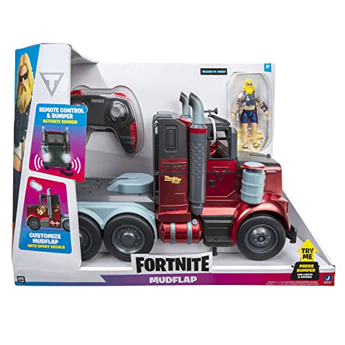 Fortnite Feature Deluxe Mudflap RC Vehicle, Electronic Vehicle with 4-inch Articulated Relaxed Jonesy Figures and Accessory