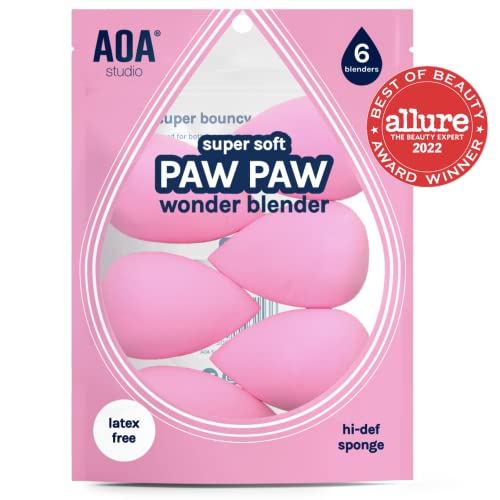 AOA Studio Collection Makeup Sponge Set Makeup Blender Latex Free and High-definition Set of 6 Makeup Blender For Powder Cream and Liquid, Super Soft Wonder Blender Beauty Cosmetic