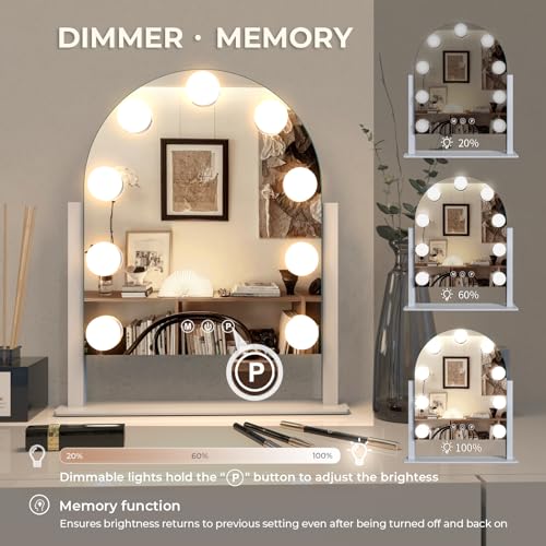 ZL ZELing Makeup Mirror with Lights,Vanity Mirror with Smart Touch Control,3 Color Modes, Dimmable Light,360° Rotation