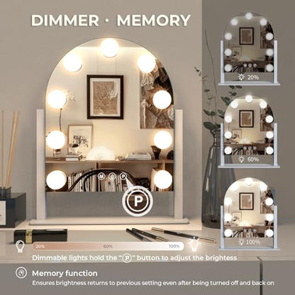 ZL ZELing Makeup Mirror with Lights,Vanity Mirror with Smart Touch Control,3 Color Modes, Dimmable Light,360° Rotation
