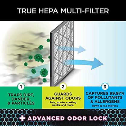 Shark HE402AMZ Air Purifier 4 True HEPA with Microban Protection Cleans up to 1000 Sq. Ft., Captures 99.98% of particles, allergens, smoke, odors to 0.1–0.2 microns, Advanced Odor Lock, 4 Fan, Grey
