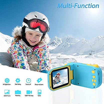 hyleton Video Camera for Kids,1080P FHD Digital Kids Camera Camcorder Video Recorder with 2.4" Screen for Age 3-10 Sky Blue