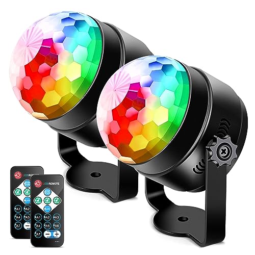 Litake Party Lights Disco Dance Ball Lights LED Club Lights, 7 Patterns Sound Activated with Remote Control Dj Ball Lights Stage Light for Halloween Xmas Party Dance Club Karaoke Home Wedding 2 Pack