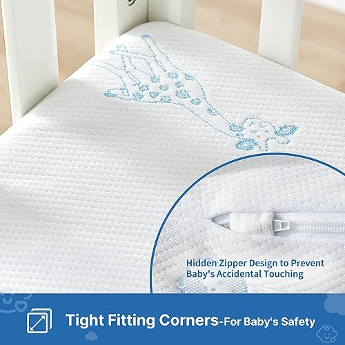 ELEMUSE Breathable Baby Crib Mattress, Cooling Sheet for Baby Night Sweats, Washable & Removable Waterproof Cover, CertiPUR-US Certified Firm Foam, Fits Standard Full-Size Infant & Toddler Bed, Gray