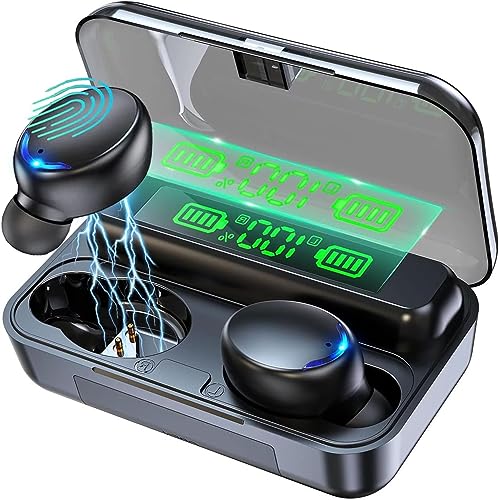 BMHOLU Wireless Earbuds with Large Charging Case and Phone Charging Function, IPX5 Waterproof, Hi-Fi Stereo Sound, Touch Control, for iOS/Android - Perfect for Active Lifestyle