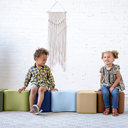 ECR4Kids SoftZone Toddler Modular Stool Set, Flexible Seating, Earthtone, 6-Piece