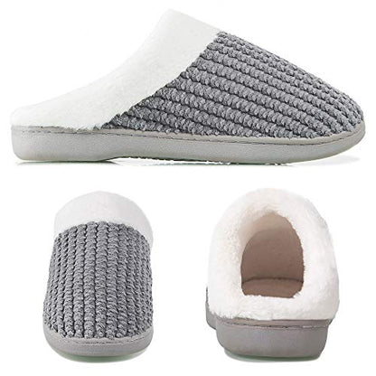 WateLves Women's Slippers Comfort Memory Foam Coral Fleece Slippers Plush Lining House Shoes for Indoor & Outdoor (Dark Gray, S)