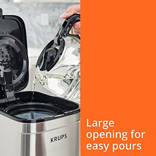 Krups Simply Brew Stainless Steel Drip Coffee Maker 5 Cup 650 Watts Coffee Filter, Drip Free, Dishwasher Safe Pot, Compact Silver and Black