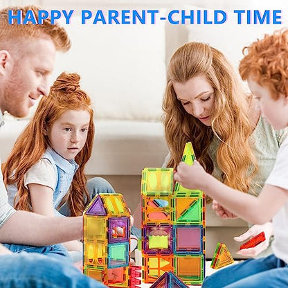 Magnetic Tiles for Kids Toys, STEM Magnetic Blocks Building Toys, Toddler Toys for Boys Age 3-4, Preschool Learning Educational Montessori Toys for 3+ Year Old, Christmas Birthday Gift for Toddlers