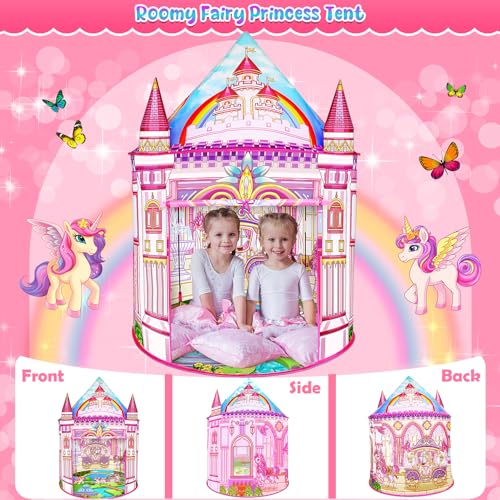 Toys for Girls,Large Kids Tent Toddler Girl Toys,Foldable Tent for Kids with Carry Bag Indoor Playhouses,Princess Toys for 2 3 4 5 6 7 8 9 10 Year Old Girls Christmas Brithday Unicorns Gifts for Girls