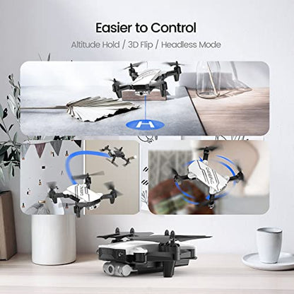 DEERC D20 Mini Drone with Camera for Kids, Remote Control Toys Gifts for Boys Girls with Voice Control, Gestures Selfie, Altitude Hold, Gravity Control, One Key Start, 3D Flips 2 Batteries, White