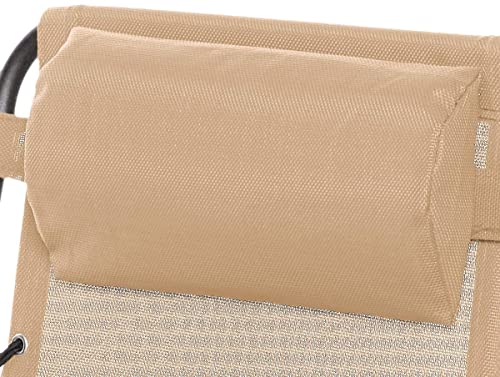 Amazon Basics Outdoor Textilene Adjustable Zero Gravity Folding Reclining Lounge Chair with Pillow, 26", Beige