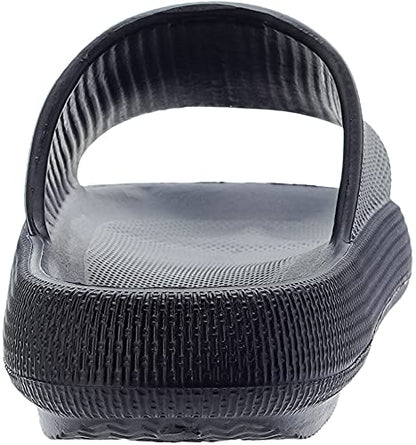 BRONAX House Slides for Women Mens Pillow Slippers House Sandals Shoes for Male Size 10 for Beach Bath Bathroom Comfy Cushion Thick Sole 42-43 Black