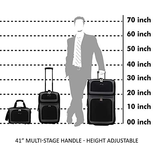 U.S. Traveler New Yorker Lightweight Softside Expandable Travel Rolling Luggage, Black Dobby, 3-Piece Set (15/21/29)