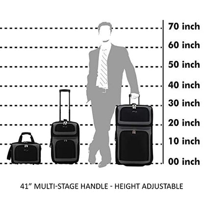 U.S. Traveler New Yorker Lightweight Softside Expandable Travel Rolling Luggage, Black Dobby, 3-Piece Set (15/21/29)