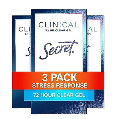 Secret Clinical Strength Antiperspirant Deodorant for Women, Stress Response Clear Gel, 1.6 Oz (Pack of 3)