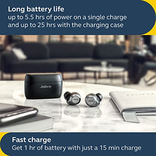 Jabra Elite 85t True Wireless Bluetooth Earbuds, Titanium Black – Advanced Noise-Cancelling Earbuds with Charging Case for Calls & Music – Wireless Earbuds with Superior Sound & Premium Comfort