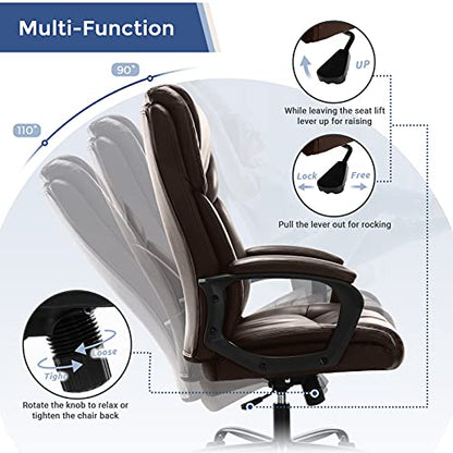 ZUNMOS PU Leather Office Chair, Brown