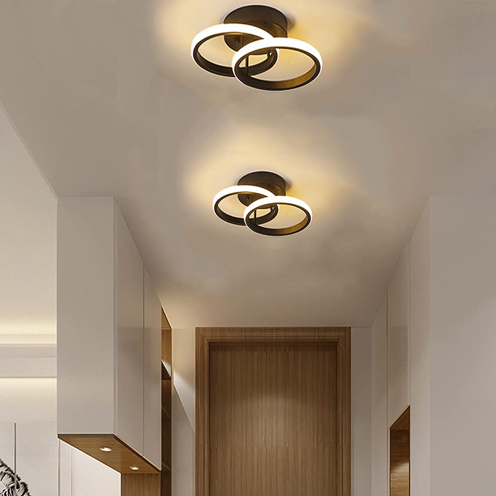 ADISUN LED Ceiling Light Modern Lighting Fixtures Warm White Flush Mount Ceiling Lamp for Kitchen Loft Aisle Hallway Balcony Stair Bedroom 22W (Black)