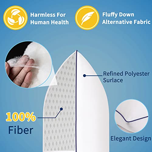 Opposy Bed Pillows for Sleeping-2 Pack Queen Size Set of 2 Cooling Pillow for Side Back and Stomach Sleepers, Down Alternative Filling Luxury Soft Quality with Premium Plush (White)
