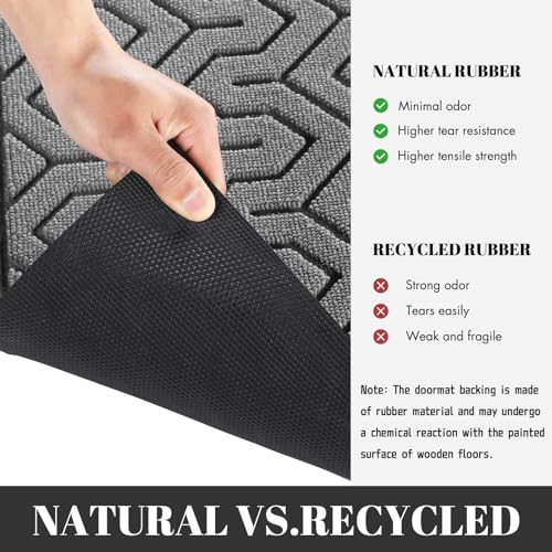 Yimobra Door Mat, All-Season Outdoor Indoor Durable Doormat for Home Entrance Floor, Heavy Duty Non Slip Front Door Mats Outdoor, Easy to Clean, Garage and Garden, 29.5 x 17 Inch, Grey