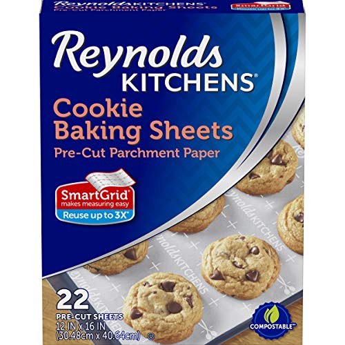 Reynolds Kitchens Cookie Baking Sheets, Pre-Cut Parchment Paper, 22 Sheets (Pack of 1)