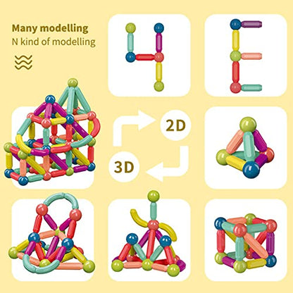 ANYCOVER 46PCS Magnetic Toys Magnetic Building Stick, Multiple Sizes Multiple Colors Magnetic Building Blocks Construction Toys, for Children Over 3 Years Old Preschool Children's Toys