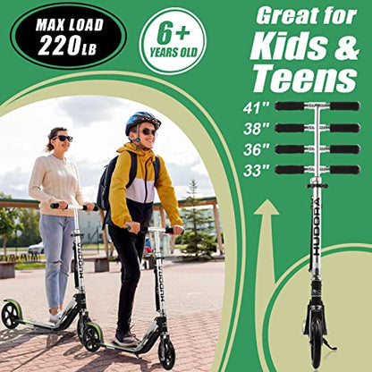 HUDORA Scooter for Kids 8 Years and Up & Teens 12 Years and Up, Adult Scooter with Big Wheels, Lightweight Durable All-Aluminum Frame Scooter