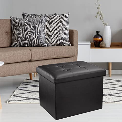eMOUSE Storage Ottoman Folding Ottomans Footrest Ottoman for Living Room Bedroom Room Small Bench Storage Ottoman Cube Black L17W13H13IN