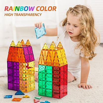 SUNHE YHK 100Pcs Magnetic Tiles Kids Toys STEM Magnet Toys for Toddler Montessori Magnetic Blocks Building Toys Preschool Learning Sensory Creativity Toys for 3+ Year Old Boys and Girls
