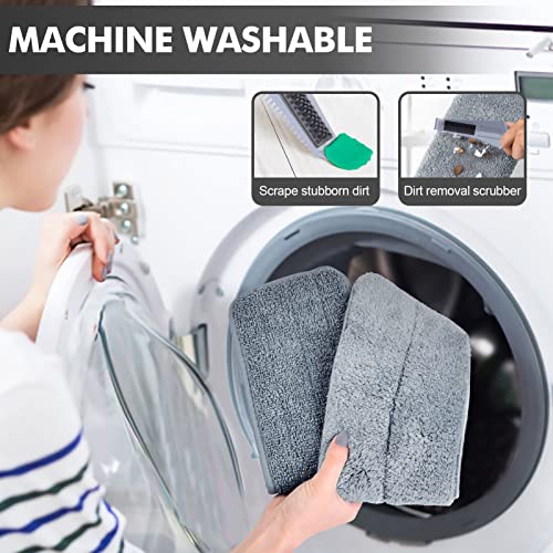 Sunally 18 Inch Professional Microfiber Mop Floor Cleaning Mop, Wet and Dust Mop with 4 Reusable Mop Pads and Mop Holder, Grey
