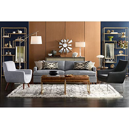Walker Edison Modern Marble and Metal Frame Open Rectangle Coffee Accent Table Living Room Ottoman End Table, 42 Inch, Marble