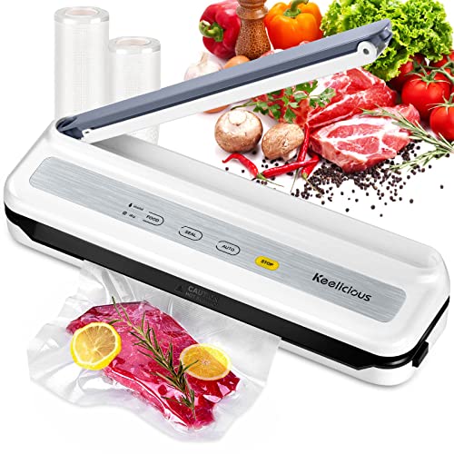 Vacuum Sealer Machine, Food Vacuum Sealer with Powerful Suction | Slim Design | Easy to Use | Led Indicator Lights for Sous Vide, Meal Prep, w/Starter Kits for Vacuum Seal Container
