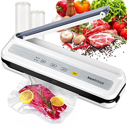 Vacuum Sealer Machine, Food Vacuum Sealer with Powerful Suction | Slim Design | Easy to Use | Led Indicator Lights for Sous Vide, Meal Prep, w/Starter Kits for Vacuum Seal Container