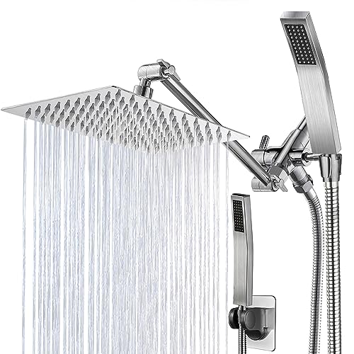 Nickel Square Rainfall Shower Head Combo
