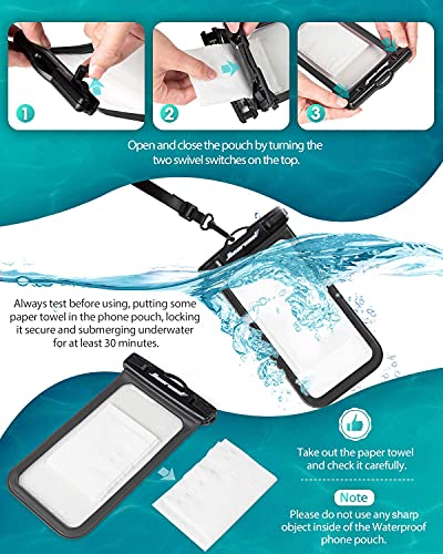 Hiearcool Universal Waterproof Case, Waterproof Phone Pouch Compatible for iPhone 14 13 12 11 Pro Max XS Plus Samsung Galaxy S22 Cellphone Up to 8.3", IPX8 Cellphone Dry Bag for Vacation-2 Pack