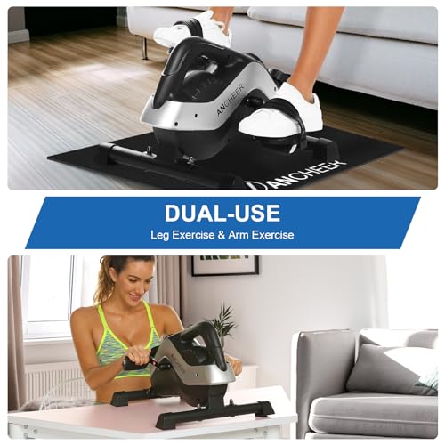 ANCHEER Under Desk Bike Pedal Exerciser, Quiet Magnetic Mini Exercise Bike with App, Include 2 Resistance Bands & Non-Slip Mat
