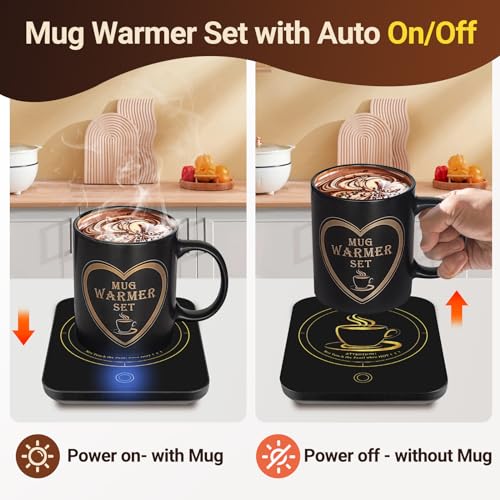 Coffee Mug Warmer Set with Mug, Coffee Mug Cup Warmer for Desk with Auto Shut Off-Coffee Gifts