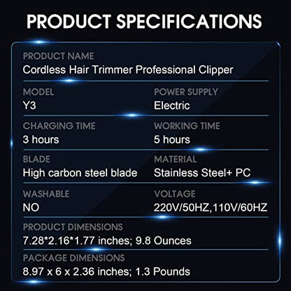 COMZIO Hair Clippers for Men, Cordless Barber Clippers Professional Hair Cutting Kit,Rechargeable Beard Trimmer, Home Haircut & Grooming Set with Large LED Display & High-Performance Electric Clippers