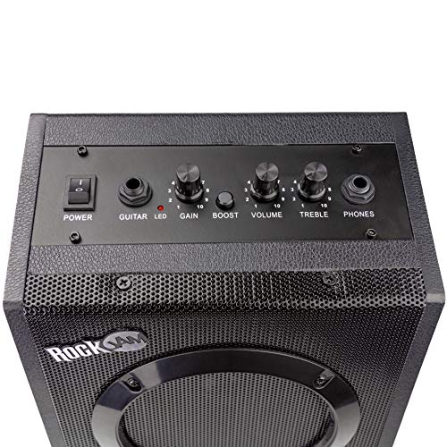 RockJam Electric Guitar Superkit with 10-watt Amp, Gig Bag, Picks & Online Lessons 6 String Pack, Right, Black, Full (RJEG03-SK-BK)