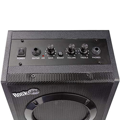 RockJam Electric Guitar Superkit with 10-watt Amp, Gig Bag, Picks & Online Lessons 6 String Pack, Right, Black, Full (RJEG03-SK-BK)