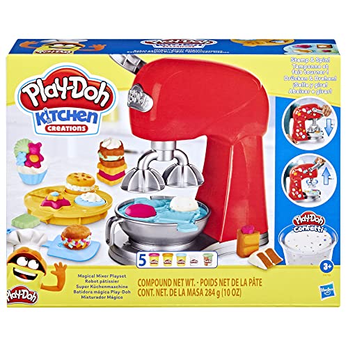Add 3! Play-Doh Kitchen Creations Magical Mixer Playset, Toy Mixer with Play Kitchen Accessories, Arts and Crafts for Kids 3 Years and Up