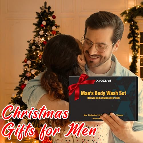 Gifts for Men,Mens Body Wash Gift Set Cleansing & Hydrating Skin w/Face Wash,Deodorant,Sandalwood & Cologne 3 in 1 Hair,Face & Body Wash,Mens Stocking Stuffers Christmas Gifts for Men Him Dad Husband