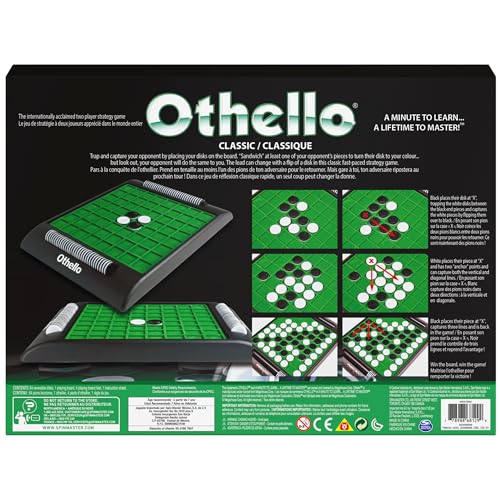 Spin Master Othello, Strategy Classic Family Board Game 2-Player Reversi Brain Teaser STEM Math Skills, for Adults and Kids Ages 7 and up