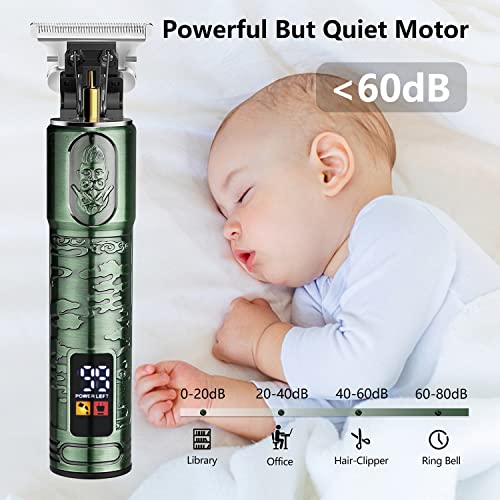 GSKY Hair Trimmer for Men Professional, Men's Hair Clippers T Blade Clippers for Hair Cutting, Zero Gapped Cordless Beard Trimmer with LED Display for Gift, Barbers and Stylists, Green 1pcs